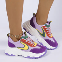 Load image into Gallery viewer, Women's Mixed-Color Lace-Up Sneakers | Mesh Breathable Lightweight Platform Running Shoes