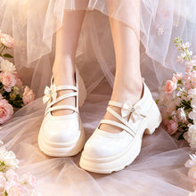 Load image into Gallery viewer, Women's Bow Platform Mary Jane Shoes | Chunky Sole Satin Pumps