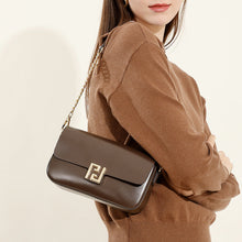 Load image into Gallery viewer, Genuine Leather Crossbody Bag with Chain Strap - Women's Luxury Handbag