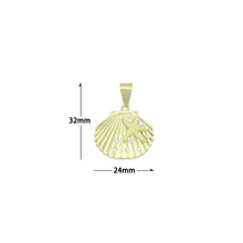Load image into Gallery viewer, CZ Gold Starfish On Shell Charm Pendant, Sku#LK1159
