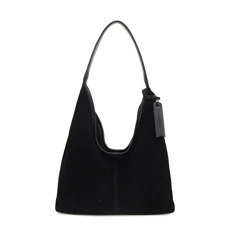 Women's Large-Capacity Tote Bag – Minimalist PU Leather Bucket Bag with Patchwork Detail