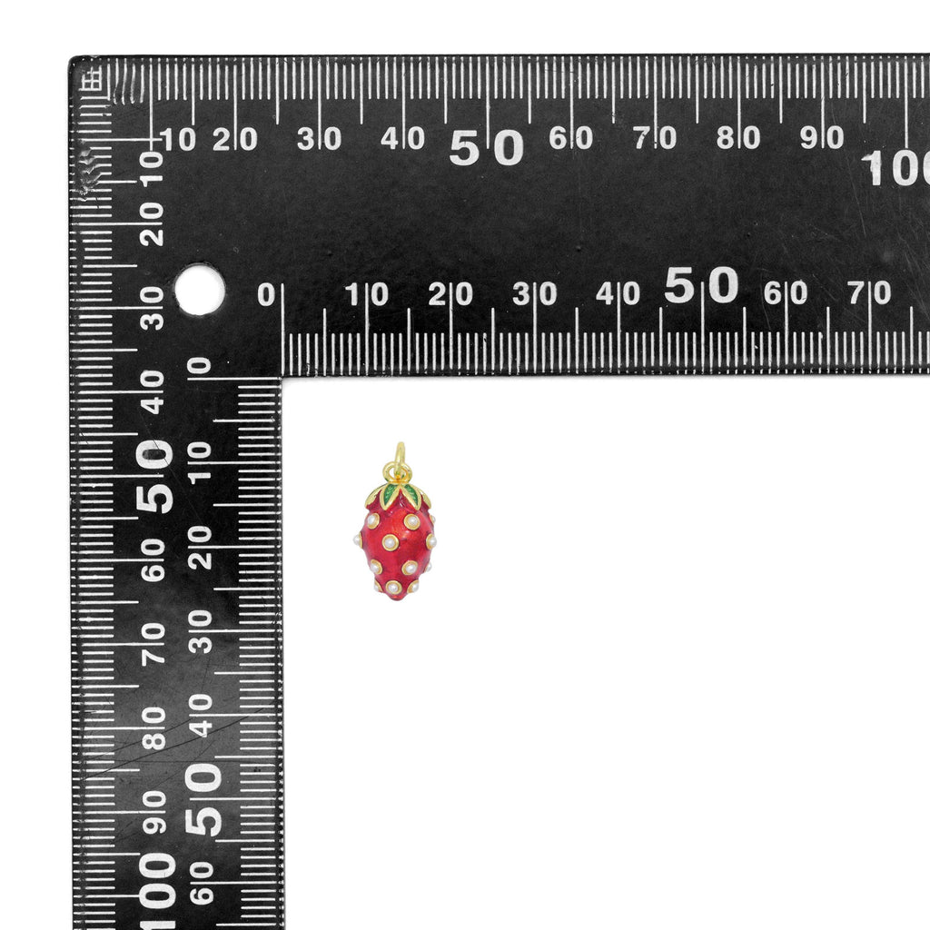 White Pearl Strawberry Charm Pendant,Sku#LD724