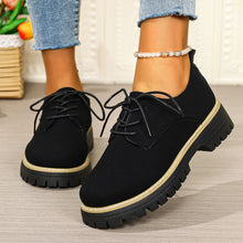 Load image into Gallery viewer, Plus-Size Women's Chunky Heel Lace-Up Business Casual Shoes | Round Toe PU Leather