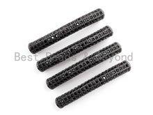 Load image into Gallery viewer, Black CZ Pave Half Full Pave Bar Tube Connector, CZ Pave Connector, Spacer Tube, 4x32mm,sku#G310
