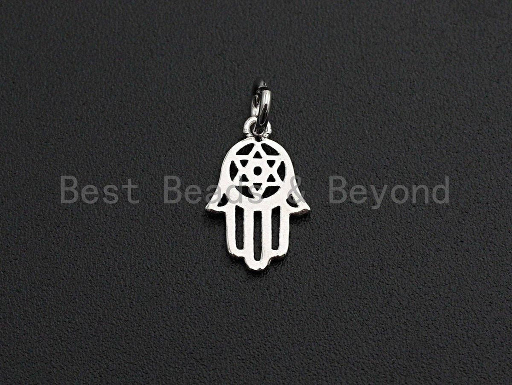 Hollow Out Hamsa Hand Shaped Pendant/Charm, Cubic Zirconia P