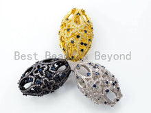 Load image into Gallery viewer, CZ Micro Pave Oval Pendant with Cobalt Gemstone, 40x24mm,SKU#L224