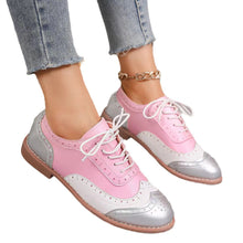 Load image into Gallery viewer, Women's Color-Block Lace-Up Flats Round Toe Casual Shoes – Plus Sizes