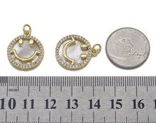 Load image into Gallery viewer, Gold CZ Smiley Face On Round Pearl Charm, Sku#L712