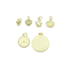 Load image into Gallery viewer, Clear CZ Gold Heart Clover Banana Round Coin Charm Pendant,Sku#LK1254