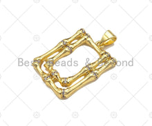 Load image into Gallery viewer, CZ Micro Pave Double Picture Frame Shape Pendant/Charm,18K Dainty Gold Charm, Necklace Bracelet Charm Pendant,18x24mm,Sku#LK240