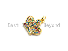 Load image into Gallery viewer, CZ Colorful Micro Pave Crown Pendant, Crown Shaped Pave Pendant, Gold plated, 15x13mm, Sku#F752