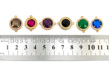 Load image into Gallery viewer, Round Bezel Cnnector with Faceted Glass, 14x19mm, sku#A76
