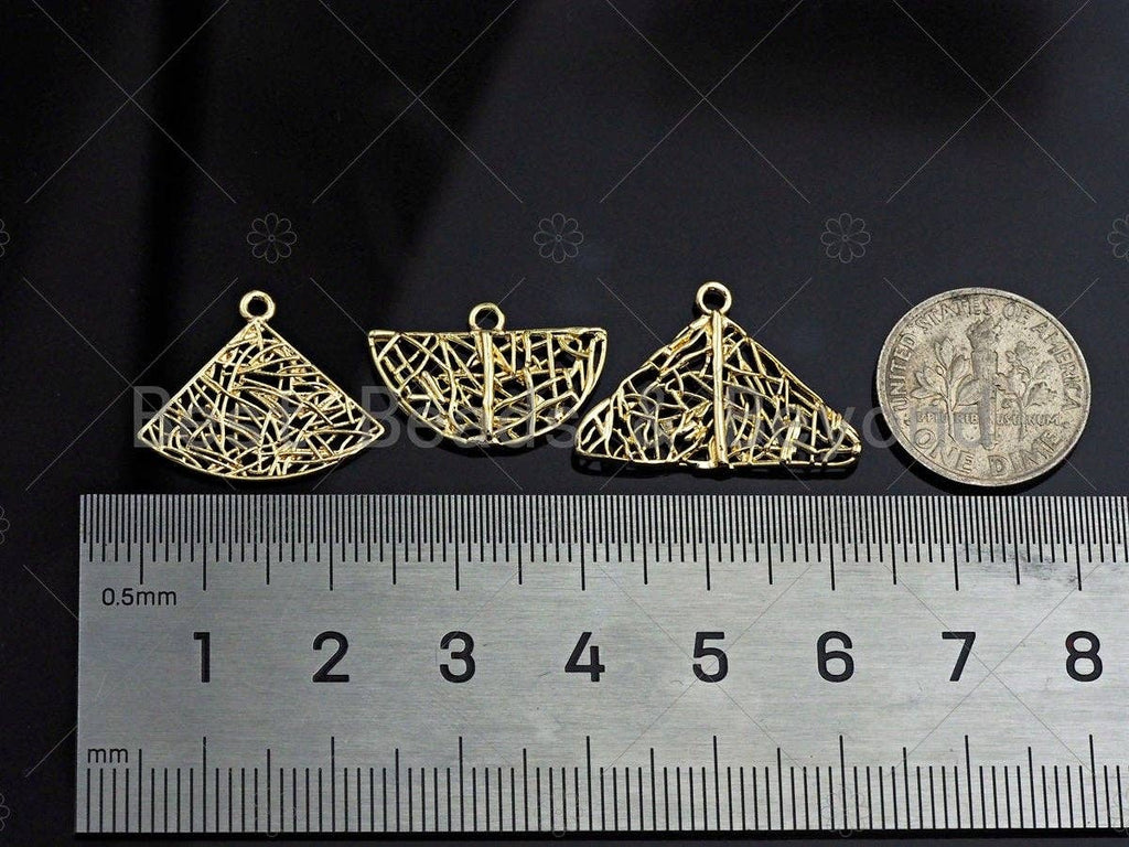 Filigree Gold Lacy Charm, Anchor/Ballerina/Fan/Oval/Triangle Brushed Gold Twisted Wire Charm Pendants for Earrings necklace making, sku#CP07
