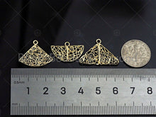 Load image into Gallery viewer, Filigree Gold Lacy Charm, Anchor/Ballerina/Fan/Oval/Triangle Brushed Gold Twisted Wire Charm Pendants for Earrings necklace making, sku#CP07