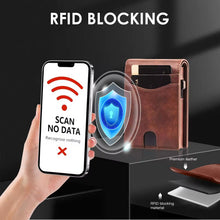 Load image into Gallery viewer, Magnetic Metal Credit Card Case - RFID Protection Leather Wallet