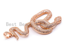 Load image into Gallery viewer, CZ Micro Pave Large Snake Pendant, Cubic Zirconia Pendant, Gold/Silver/Rose Gold/Black, 27x60mm, SKU#F319