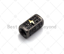 Load image into Gallery viewer, Lighnting/Eagle Bead,Tube Spacer Bead, Black CZ Pave Tube Spacer Beads for Men/Women Jewelry Making, 7x14mm, sku#ML21