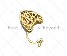 Load image into Gallery viewer, CZ Micro Pave Lips Padlock Clasp Charms, Lip CZ On Padlock Clasp, Gold Charm Pendant, Padlock Necklace Charm Connector, 17x24mm, Sku#K161