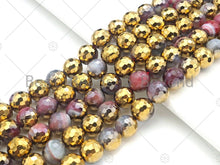 Load image into Gallery viewer, Half Gold Plated Agate Beads, 8mm/10mm/12mm, UA131