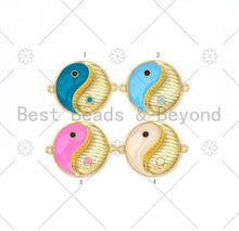 Load image into Gallery viewer, Colorful Enamel Yinyang Round Shape Connector, 18K Gold Filled Tai Ji Connector,Necklace Bracelet Religious Connector,25x31mm,Sku#LK451
