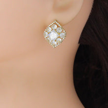 Load image into Gallery viewer, Baguette Diamond CZ Gold Silver Marquise shape Stud Earrings, Sku#L737