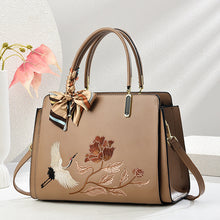 Load image into Gallery viewer, Chinese Embroidered Crane Crossbody Tote Bag for Women - Fashion Handbag with Multiple Compartments