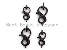 Load image into Gallery viewer, Black CZ Pave On Black Micro Pave Infinity "8" Shape Lobster Claw Clasp, Cubic Zirconia Clasp/Connector/Link, 12x24mm/16x30mm, sku#H110