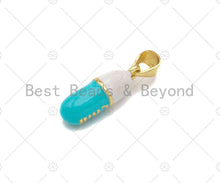 Load image into Gallery viewer, Colorful Enamel Pill Shape Pendant Charm, Gold/Silver Chill Word Pink Turquoise Black Cobalt Red Enamel Jewelry,6x17mm,Sku#LK280