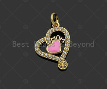 Load image into Gallery viewer, CZ Micro Pave Pink Enamel Mom Heart Shape Pendant, Sku#L500