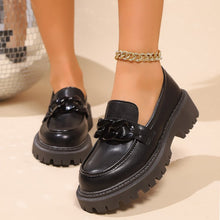 Load image into Gallery viewer, Women's Retro Round-Toe Chunky Heel Patent Leather Loafers | Slip-On Block Heel Shoes