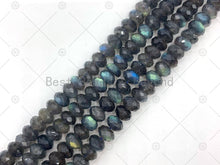 Load image into Gallery viewer, Top Quality Genuine Labradorite Rondelle Faceted Beads, 4x6mm/5x8mm/6x10mm Natural Labradorite Beads, 15.5'' Full Strand, Sku#U1250