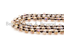 Load image into Gallery viewer, 60/36 Long Hand Knotted Crystal Necklace, Double Wrap Necklace, Light Colorado Topaz Color 2x4mm/5x8mm Faceted Crystal Beads,SKU#D23