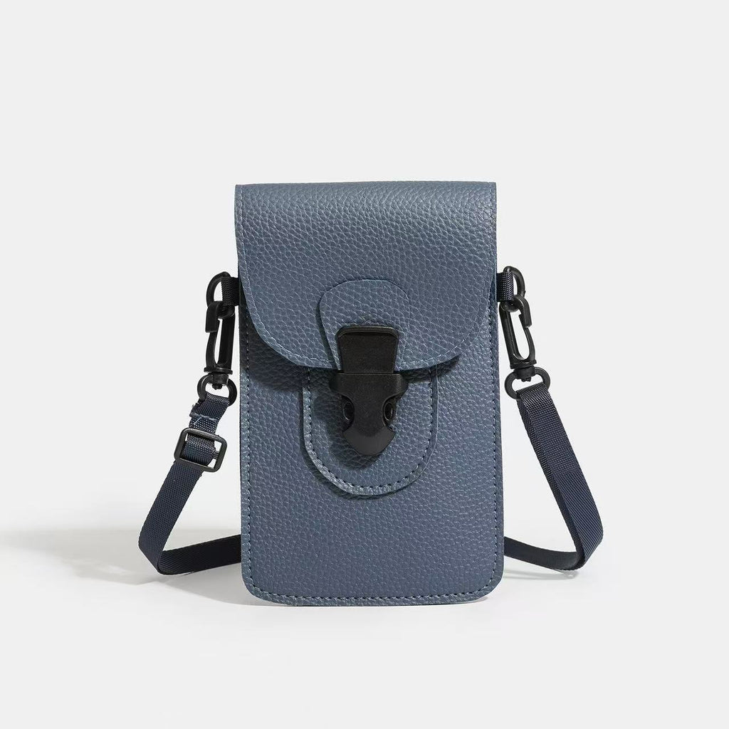 Minimalist Lock-Clasp Crossbody Mini Bag – PU Leather Unisex Shoulder Bag