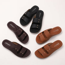 Load image into Gallery viewer, Women's Bohemian Beach Sandals – Round Toe Casual Slip-On Slides | Black, Burgundy, Brown