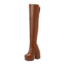 Load image into Gallery viewer, Women's Over-the-Knee Boots - Chunky Heel Platform Boots with Waterproof Design