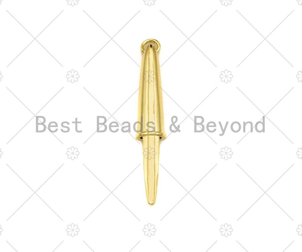 18K Dainty Gold Pen Cap Shape Pendant/Charm, Necklace Bracelet Charm Pendant,9x50mm, Sku#LK268