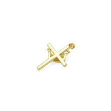 Load image into Gallery viewer, Gold Silver Clear CZ Crown Cross Charm Pendant, Sku#LD637