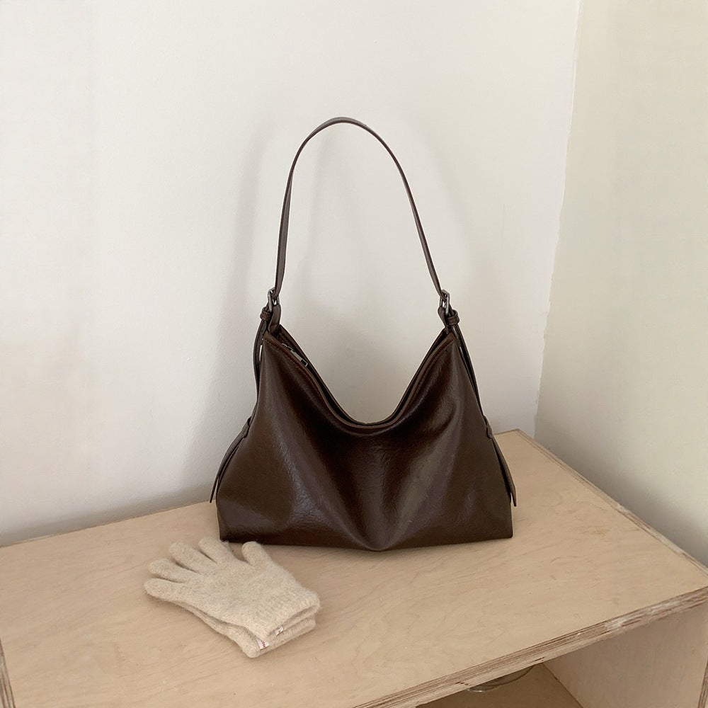 Women's PU Leather Bucket Tote Bag – Large Capacity Shoulder Bag | Coffee & Black