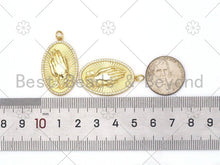 Load image into Gallery viewer, CZ Micro Pave Praying Hands Oval Shape Pendant, Gold Filled Oval Pendant, Praying hands charm, 20x32mm,Sku#L607