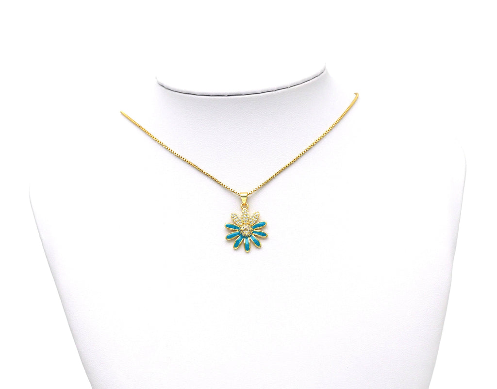 CZ Enamel Sunflower Charm,Daisy flower charm, Sku#LK580