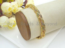 Load image into Gallery viewer, CZ Gold Twist Buckle Cuff Bracelet, Sku#X157