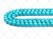 Load image into Gallery viewer, Natural Turquoise Blue Howlite Round Smooth Beads, Sku#U1174
