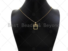 Load image into Gallery viewer, CZ Micro Pave 18k Gold Color Gift Box Shape Pendant, Cubic Zirconia Pendant, Christmas Charm, 20x15mm, Sku#LK206