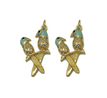 Load image into Gallery viewer, CZ Enamel Double Parrot Charm, Sku#LD302