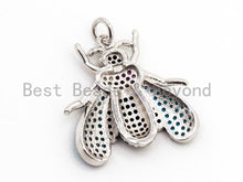 Load image into Gallery viewer, FLY Inspired  Charm, CZ Micro Pave Multi Color Insect Pendant, Cubic Zirconia Pendant,Gold/Rose Gold/Silver/Black,22x23mm,SKU#F443