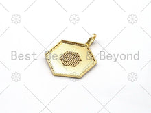 Load image into Gallery viewer, CZ Micro Pave Hexagon Shape Pendant, 18K Gold Filled Cubic Zirconia Hexagon Charm, Necklace Bracelet Charm Pendant,27x33mm, Sku#L620