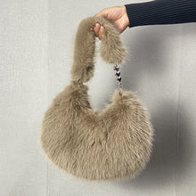 Load image into Gallery viewer, Plush Bucket Crossbody Bag – Adjustable Strap, Clasp Closure
