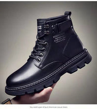 Load image into Gallery viewer, Men's Korean Style Mid-to-High Top Lace-Up Boots | Height Boosting &amp; Warm