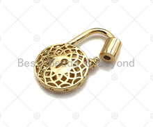 Load image into Gallery viewer, 18K Gold Filigree Style Round Lock Clasp, Gold Fancy Lock, Chain Clasp, Screw Lock,16x28mm,sku#K143