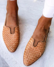 Load image into Gallery viewer, Women's Plus Size Pointed Toe Slip-On Sandals | Knit Upper Low Heel